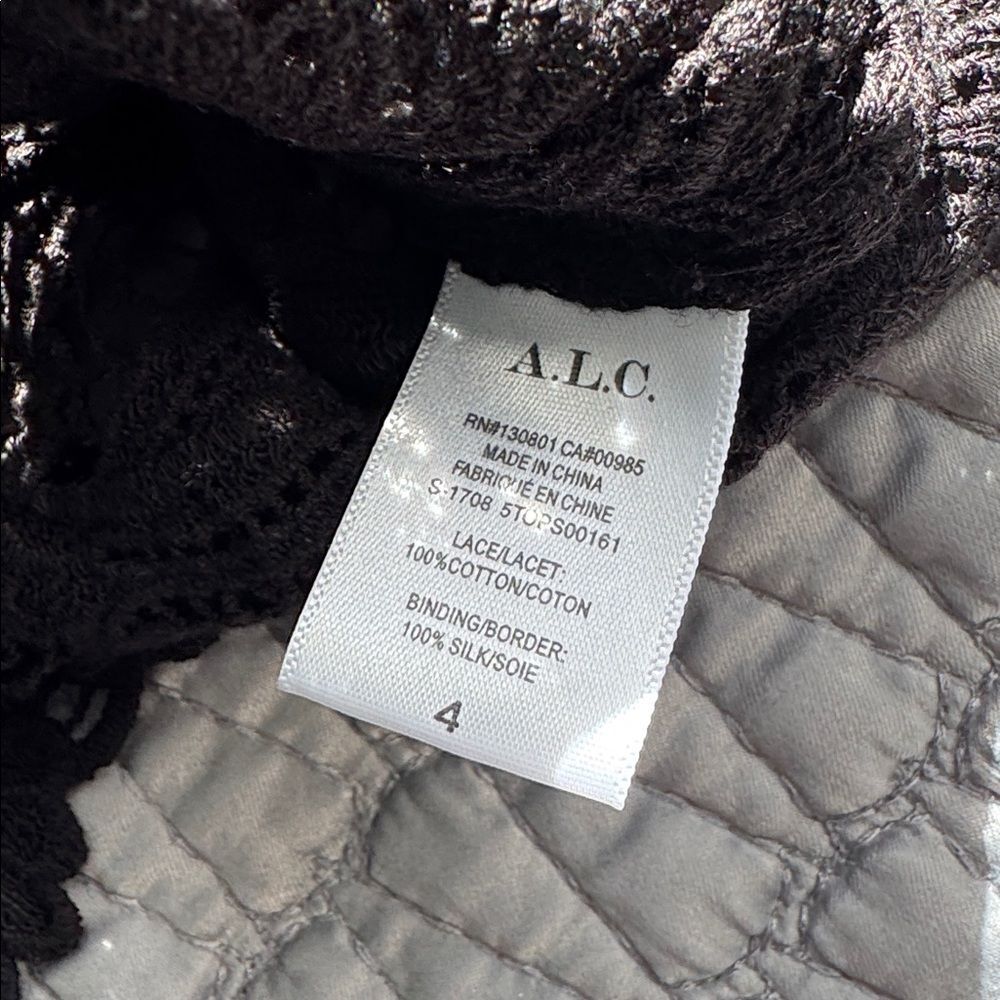 A.L.C. Talia Long-Sleeve Jewel-Neck Cropped Lace Top - Like New, Black, Size 4 - Picture 9 of 9